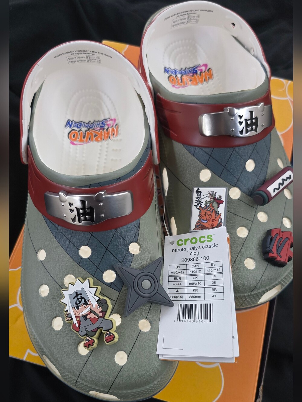 Size 10 Men CROCS × Naruto Shippuden Jiraiya Classic Clog Edition